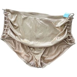 Lane Bryant Cacique NWOT Gold Shimmer Swim Bottoms